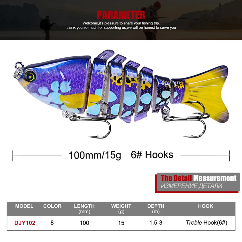 10cm 15g przynęty wędkarskie tonący Swimbait Wobbler sztuczna twarda przynęta przegubowa przynęta akcesoria wędkarskie przynęta szczupak Bass wabik DJY102