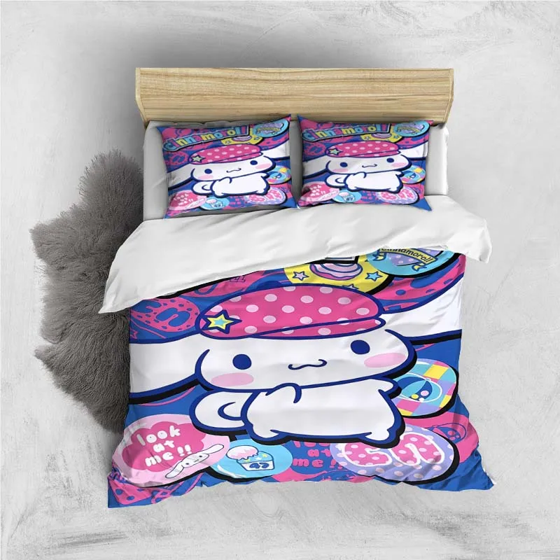 Cartoon Sanrio Cinnamoroll Bedding Set Cute Home Decor Pillow Cases Quilt Covers Gifts for Family and Friends Comfortable Soft