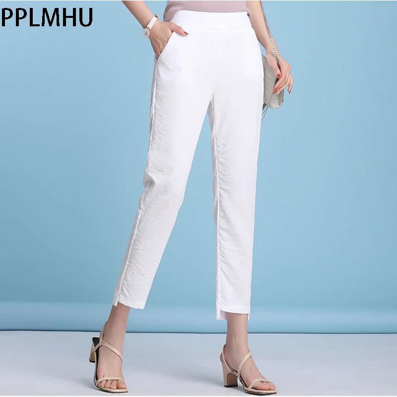 Summer size S-5XL  Elastic High Waist Thin Pants  Casual Harajuku Spring  Trousers High Quality For Female Ladys Harem Pants