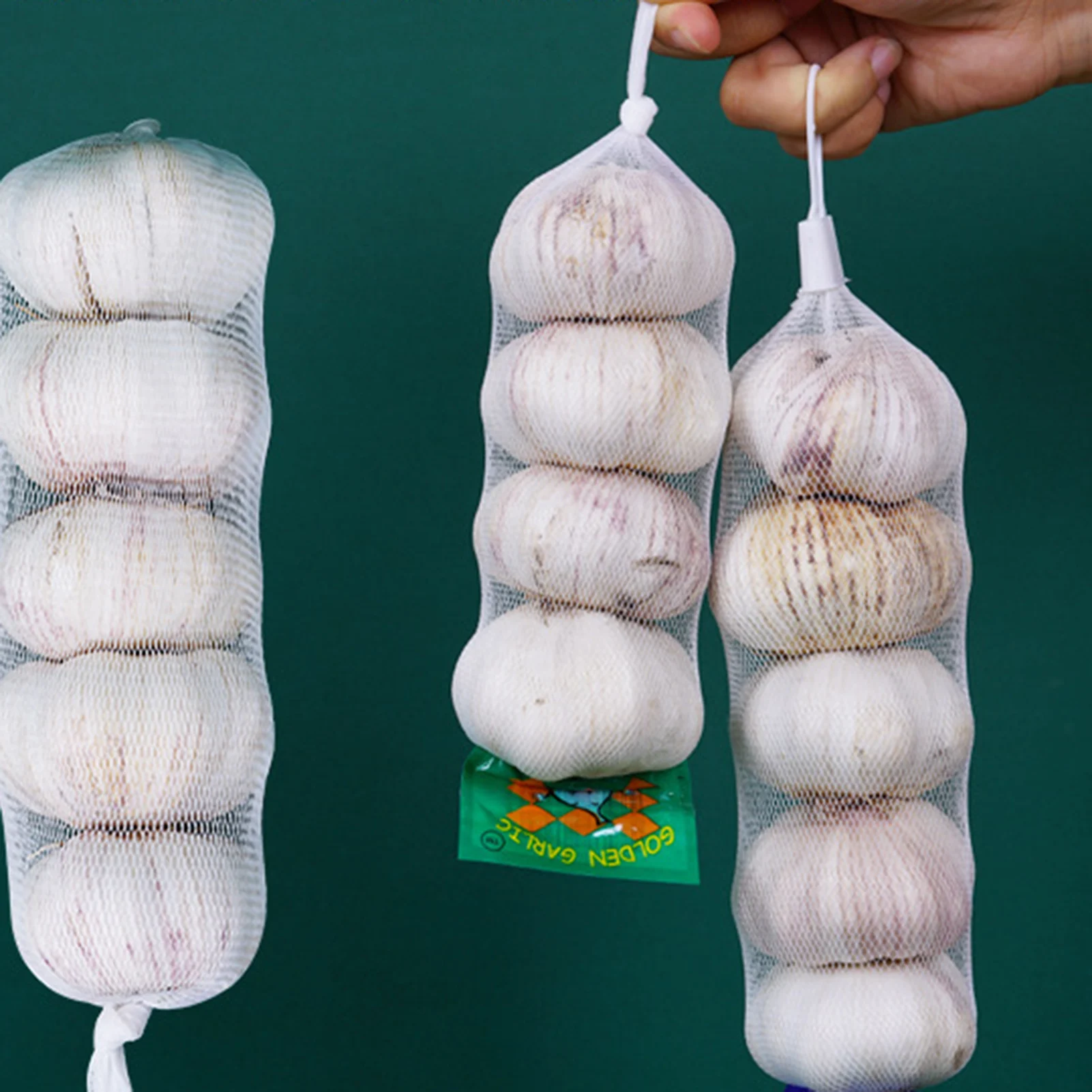 100PCS Garlic Ginger Mesh Storage Bags Breathable Net Bags Fruit And Vegetable Storage Net Bag For Ginger Garlic Potatoes Onions