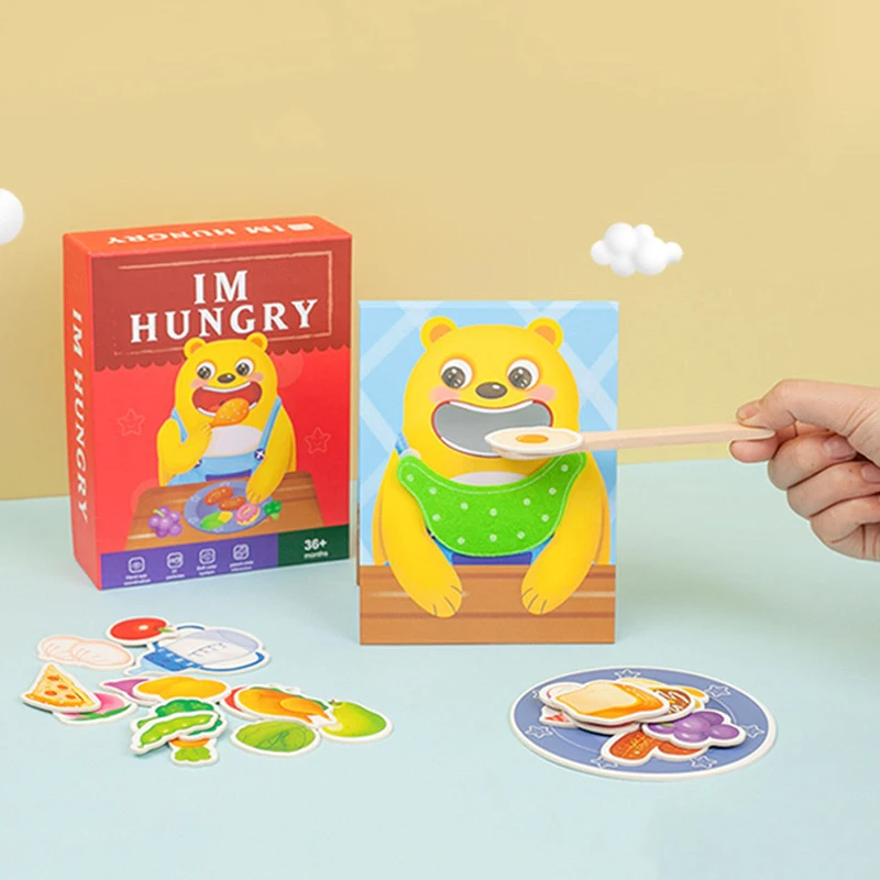 Montessori Giocattoli per l'alimentazione degli animali Clip Perline Gioco di puzzle Interazione in legno Casa da gioco Educazione precoce Giocattoli educativi per motori fini