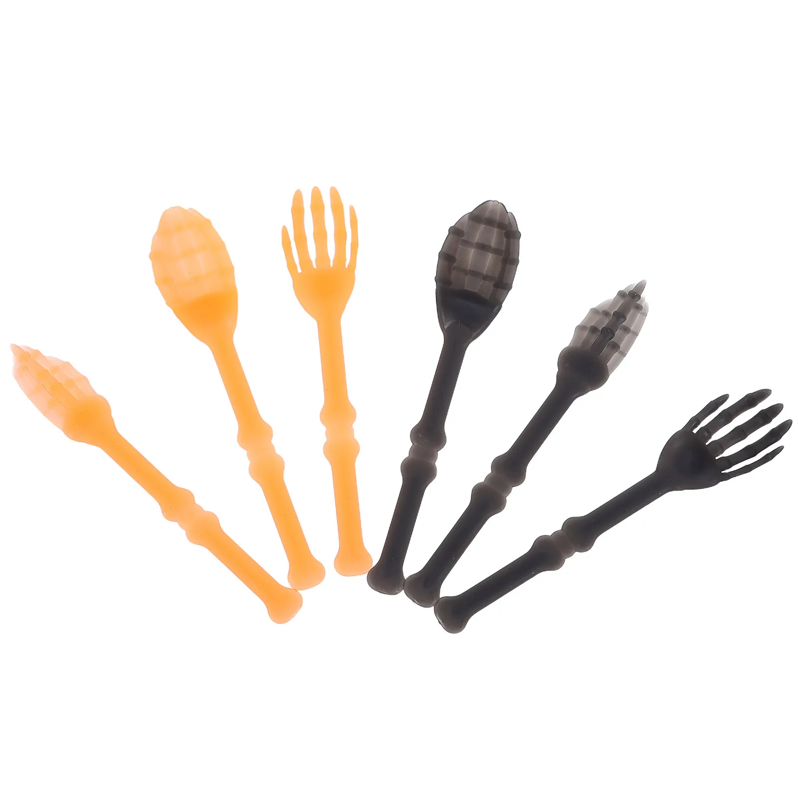 2Sets Halloween Party Tableware Plastic Forks Spoons Bone Shape Creative Design for Dinner Birthday Carnival Party Supplies