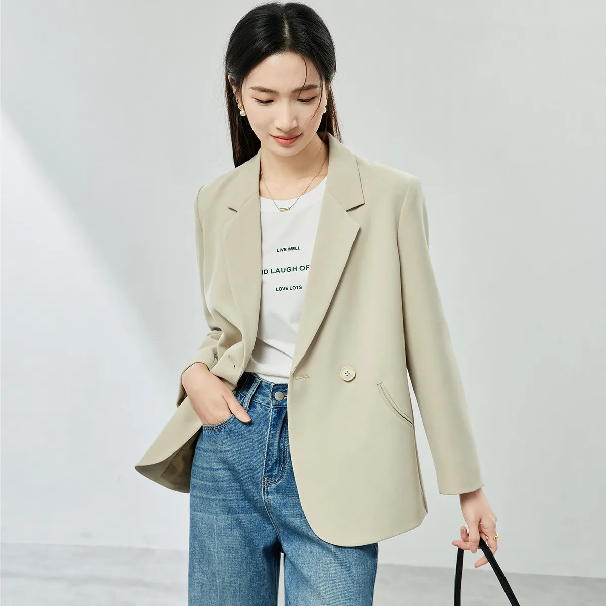 SENTUBILA Women's Commute Blazer Spring Light Luxury Loose Slimming Drapey Top 2026 Spring Office Lady Elegant 153XC3908X