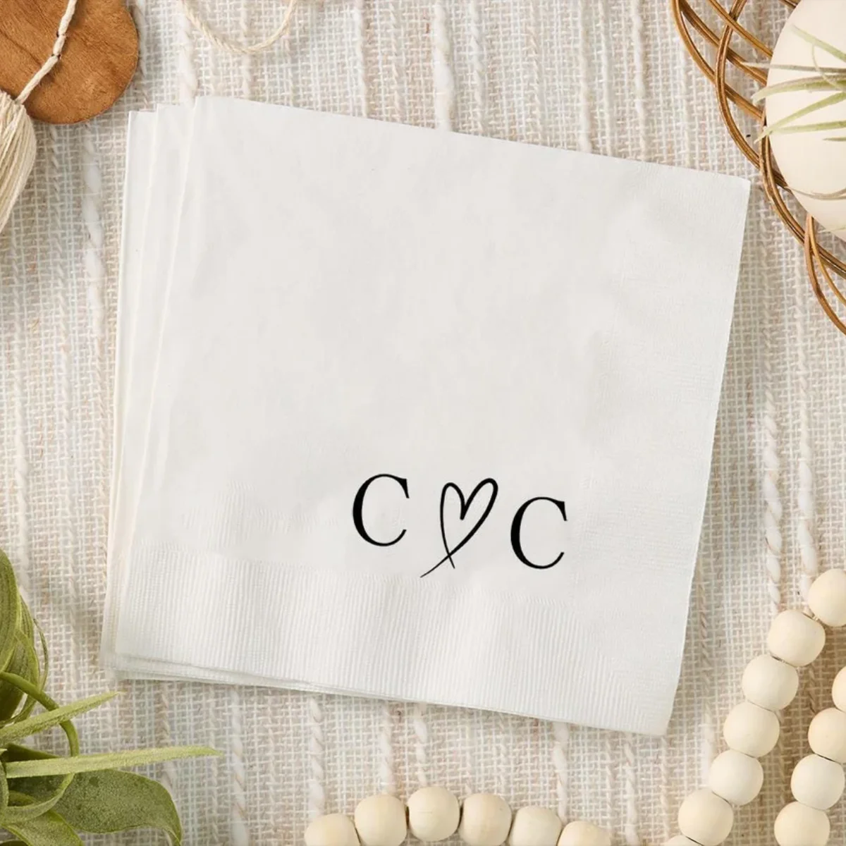 50pcs Personalized Bold Monogram Initials Wedding Napkin - Unique Napkins for Wedding, Monogram Napkins Cocktail Napkins | Simpl