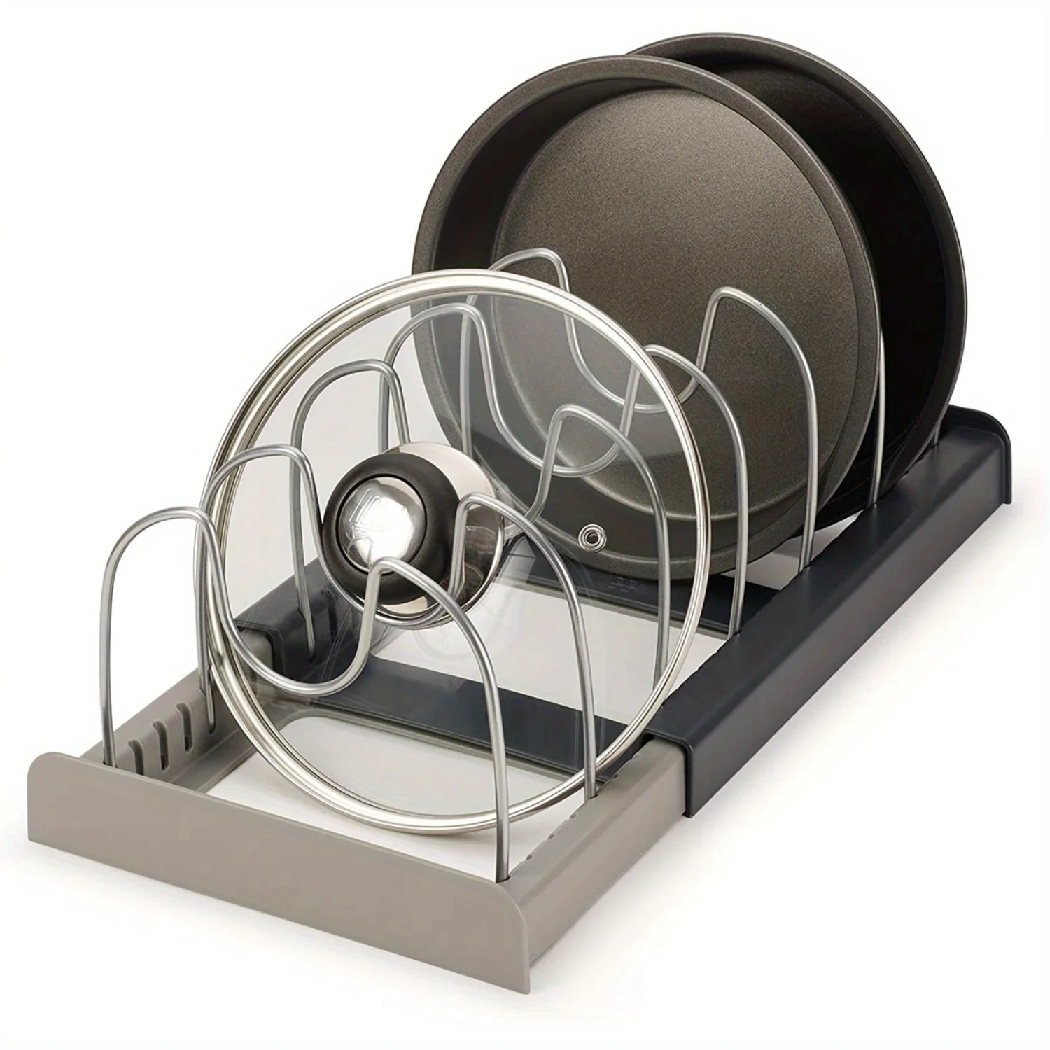 Expandable Pot  Rack With 6 Dividers, Pan And Dish Drying Drain Rack, Pot Lid Holder, Pot Lid Organizer, Kitchen Accessories