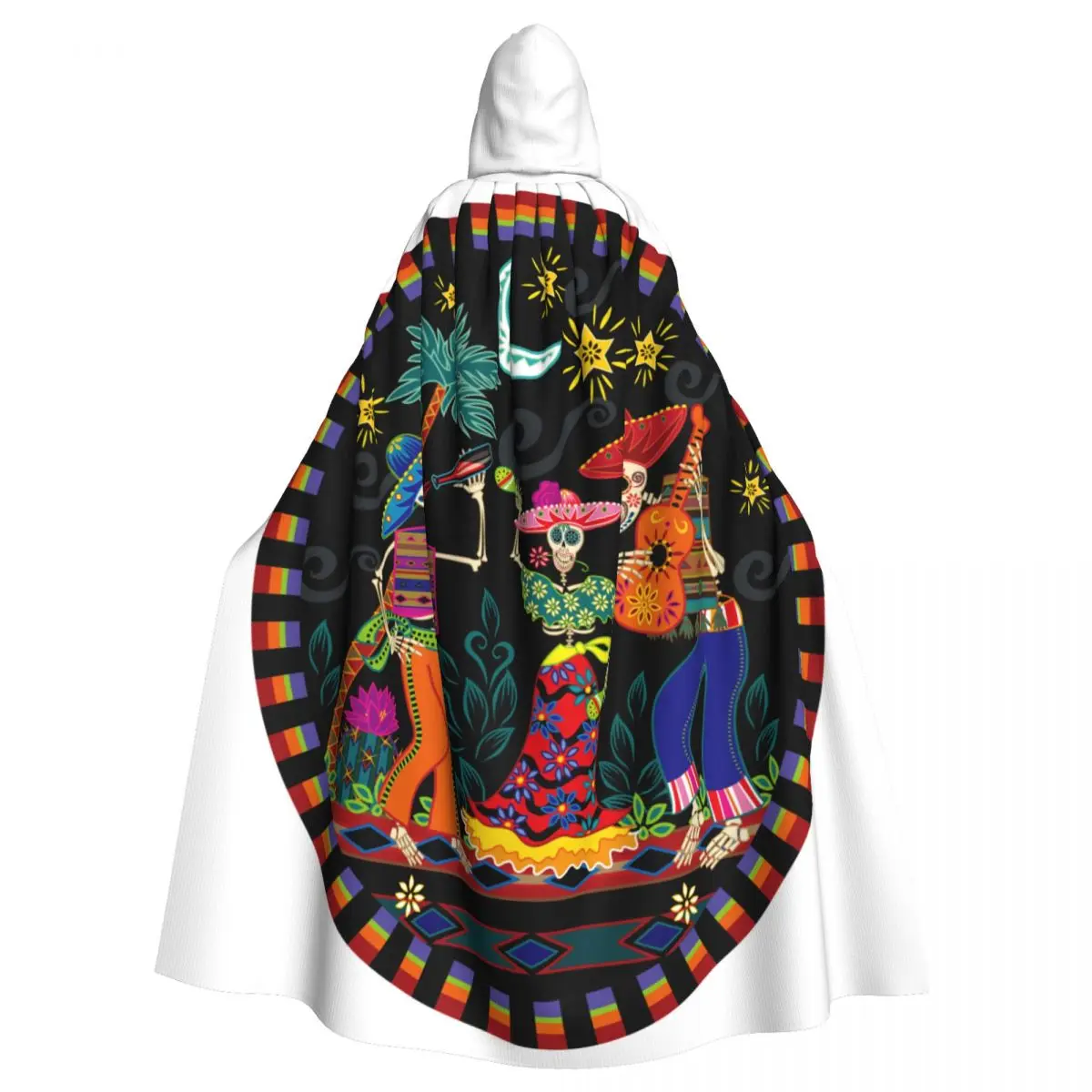 

Day Of The Dead Party Hooded Cloak Coat Halloween Cosplay Costume Vampire Devil Wizard Cape Gown Party