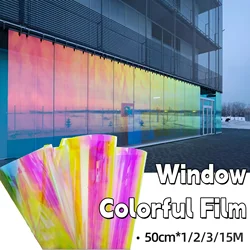 Chameleon Dichroic Building Glass Window Tint UV Cut Colorful Decorative Window Film for Mall Office Self Adhesive Stained Glass