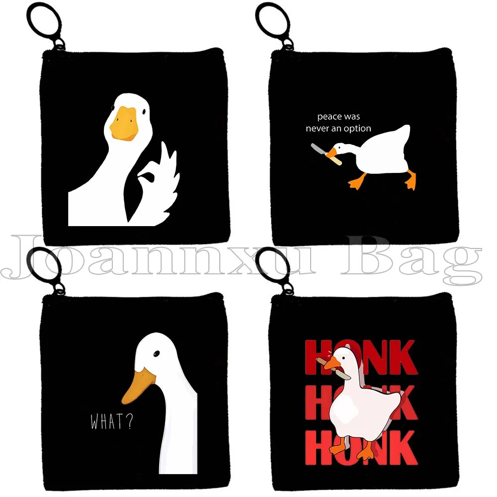 Funny Honk Untitled Goose Game Lovely Meme Judgmental Duck Cute Cartoon Animal Canvas Coin Purse Key Case Small Bag Wallet Pouch