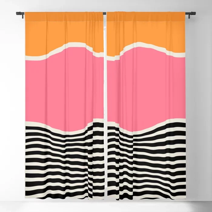 Wavy Ripples: Mid Century Edition Blackout Curtain 3D Print Window Curtains For Bedroom Living Room Decor Window Treatments