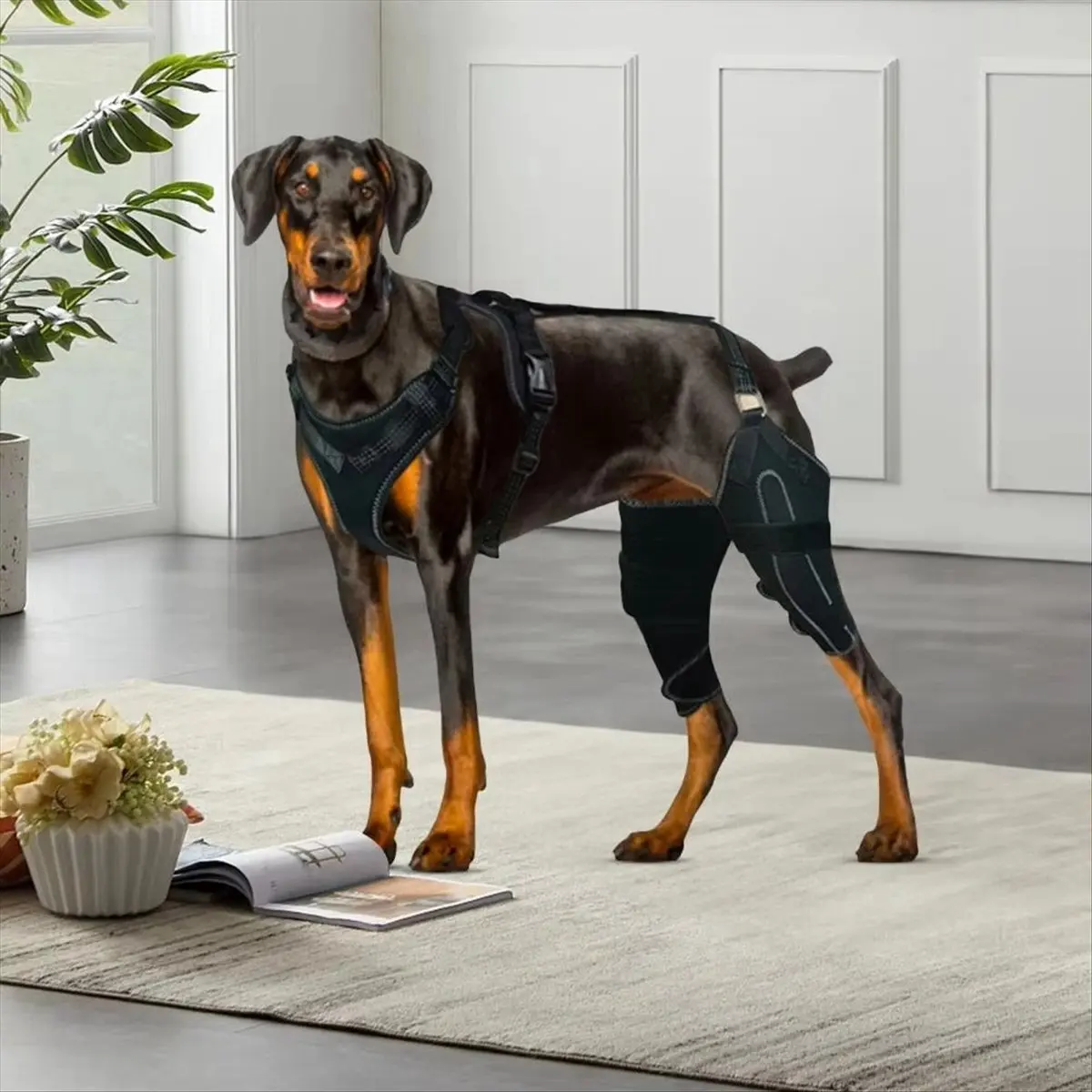 【Promo】Dog Collar Knee Brace for Hind Leg Dog Hip Knee Leg Brace Support for Asian Dog Arthritis L
