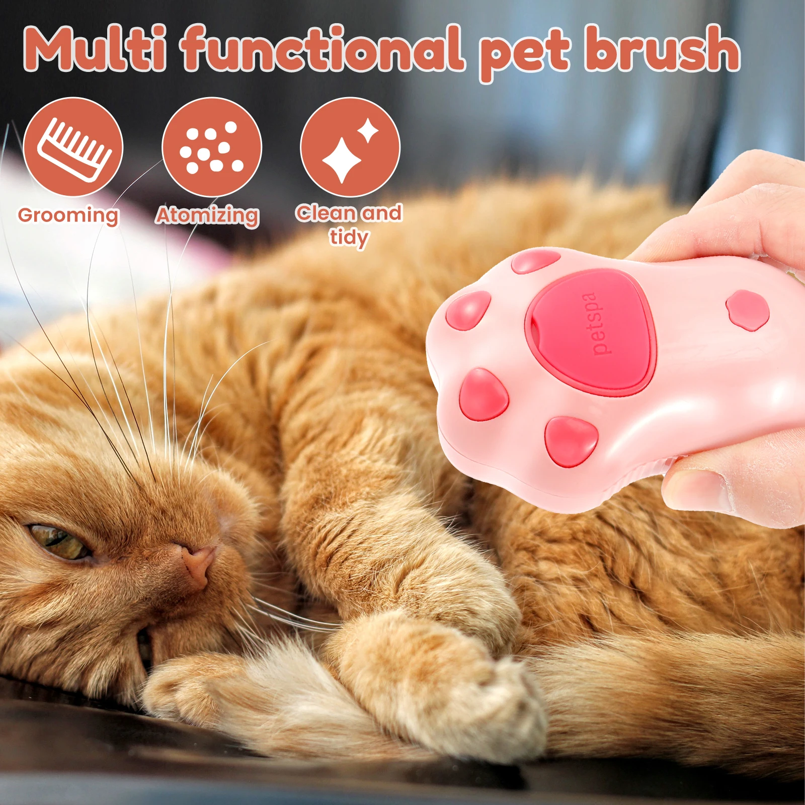 1/2Pcs Pet Steam Brush Cat Dog Cleaning Steamy  Cat Brush for Shedding Grooming Massage Pet Grooming Removing Tangled Loose Hair