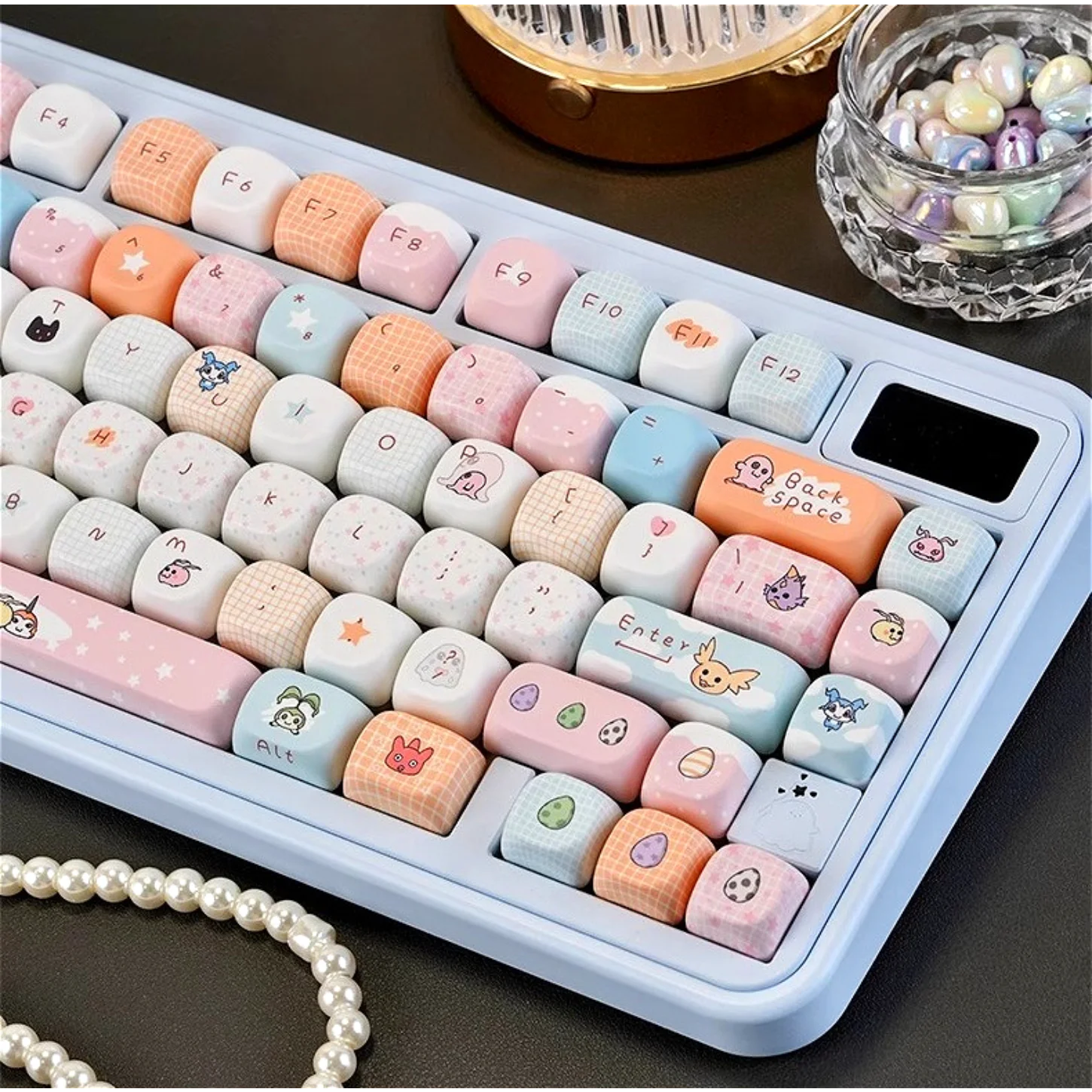 

Cartoon, Japanese Anime MOA Baby Keycap PBT 132 Keys, Customized for 60/84/98/108 Mechanical Keyboard