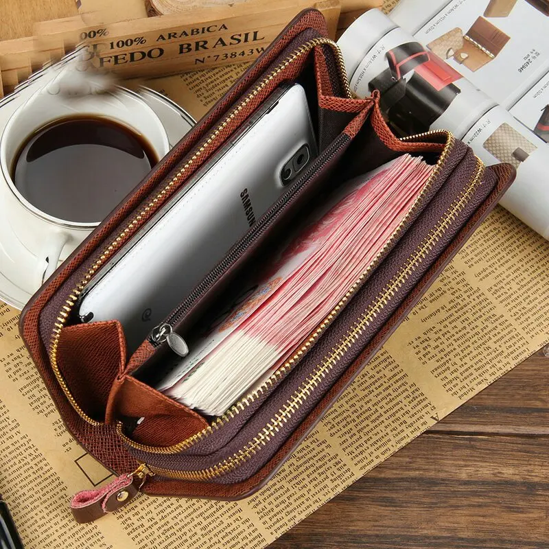 2025 New PU Leather Men's Wallet High Quality Zipper Long Desigh Card Holder Male Purse Vintage Coin Holder Wallets for Man