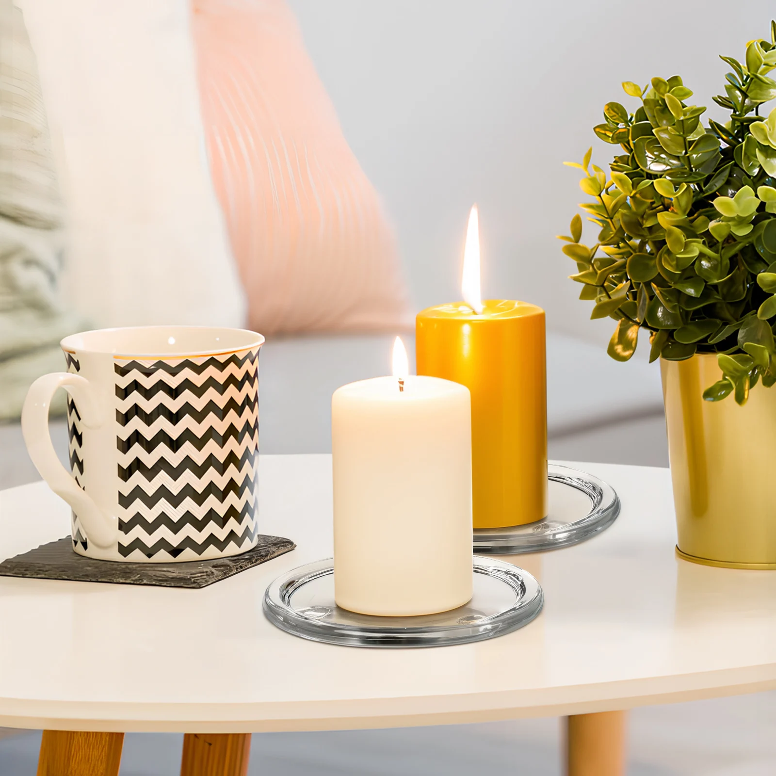 

3Pcs Round Glass Holder Tray for Jar Candles Pillar Holder Table Centerpiece Decor Wedding Party Atmosphere Decor