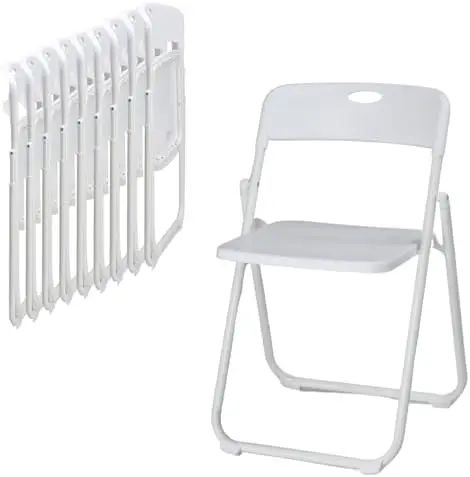 10 PCS Plastic Folding Chair, Lightweight Foldable Chair, White | 300LBS Capacity, Reinforced Metal Frame, for Events