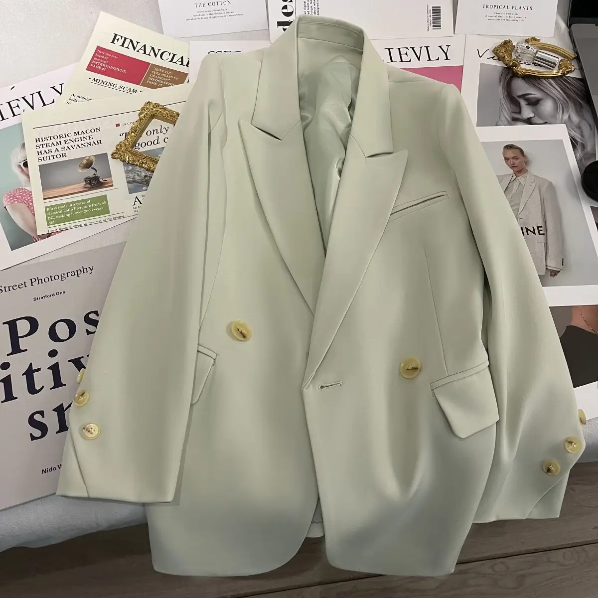 Cappotto blazer da donna Soprabito Ventaglio femminile Bottoni svasati al ginocchio Articolo con fibbia Taglie forti Texure Sliming Nero Moda
