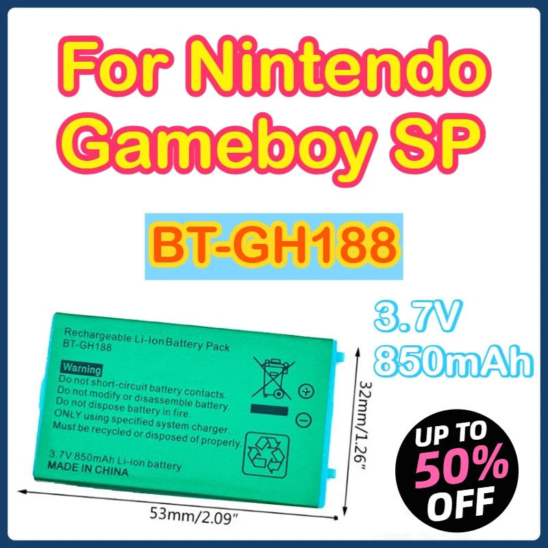 

850mAh 896C Rechargeable Lithium-ion Battery Pack with Screwdriver, 850mAh for Game Boy Advance for GBA SP 896C