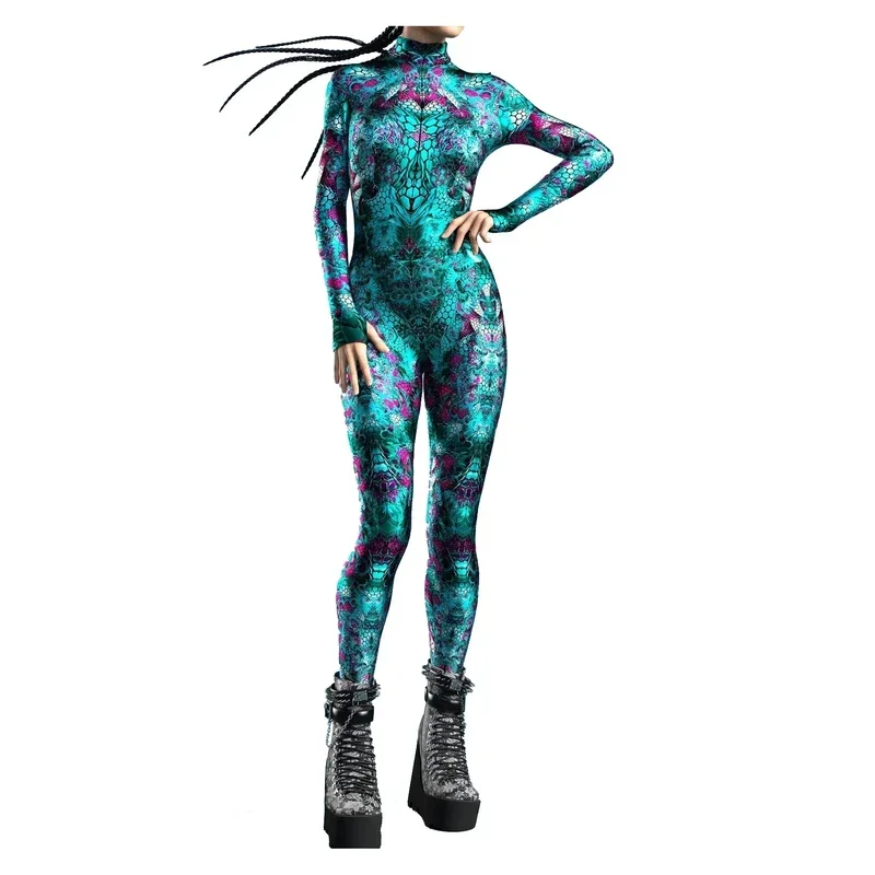 SN60 ผู้ใหญ่เด็กฮาโลวีน Zentai บอดี้สูทคอสเพลย์ปาร์ตี้หญิงสาว 3D พิมพ์ Catsuit ปลา Jumpsuit 1 & 2