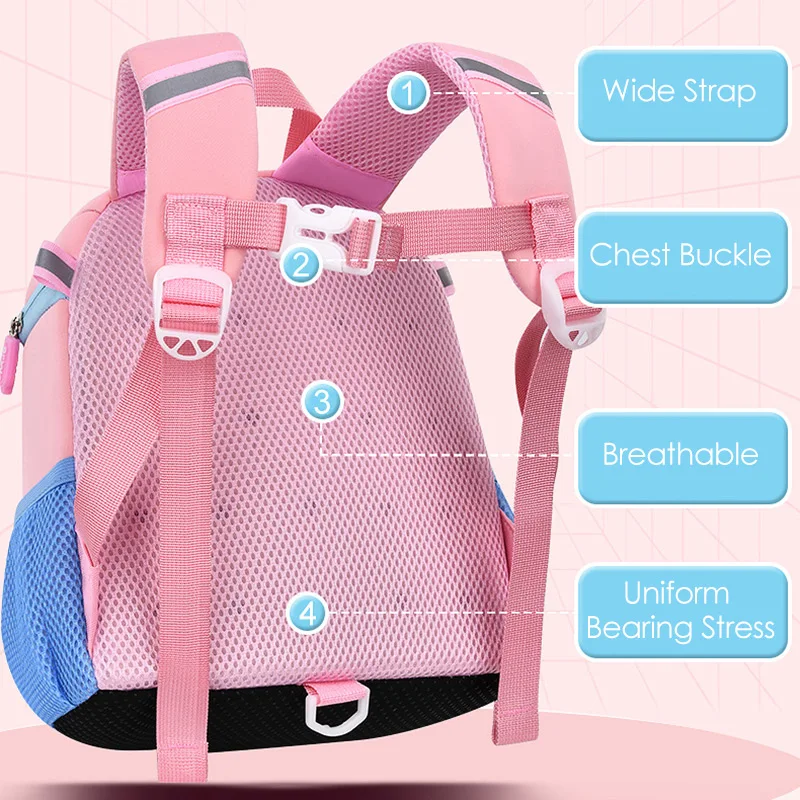 Cartoon Pink Mushroom Children School Bags for Girls Super Light Kindergarten Kids Backpack Kawaii Book Pack Mochilas Escolares