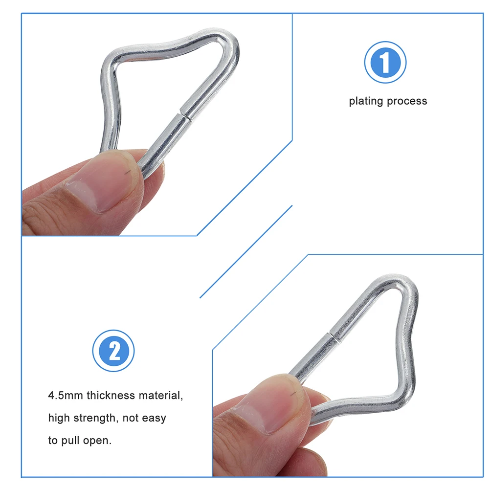 

60pcs Trampoline Parts V Shaped Rings Triangle Buckles Stainless Steel Silver Galvanized Wear Resistant Jump Bed Accessories