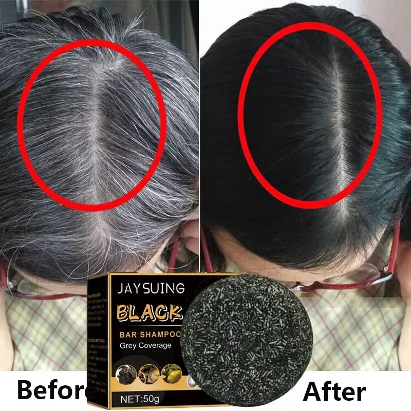 Champú para oscurecer el cabello blanco, jabón para restaurar barba gris y cabello, jabón de Color Natural, tinte gris blanco a negro, champú fijador del cabello 50g