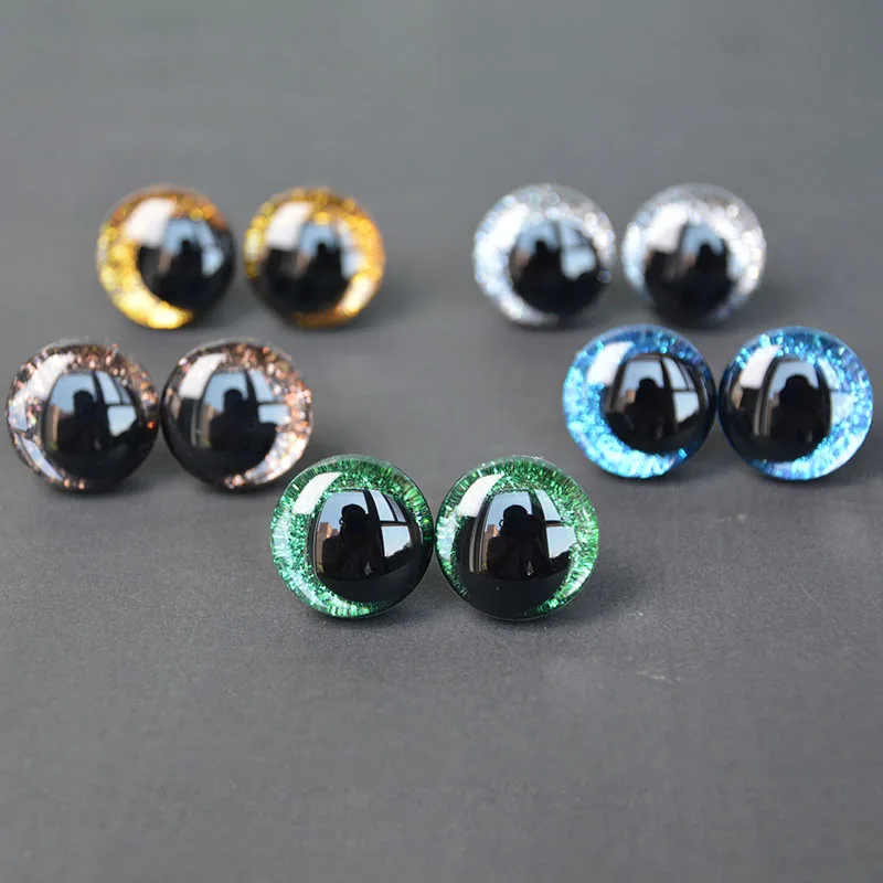 10pcs 3D Glitter Plastic Craft Safety Eyes,Diagonal pupils ,for Amigurumi, Knitting and Crochet Projects, Doll Making Supplies