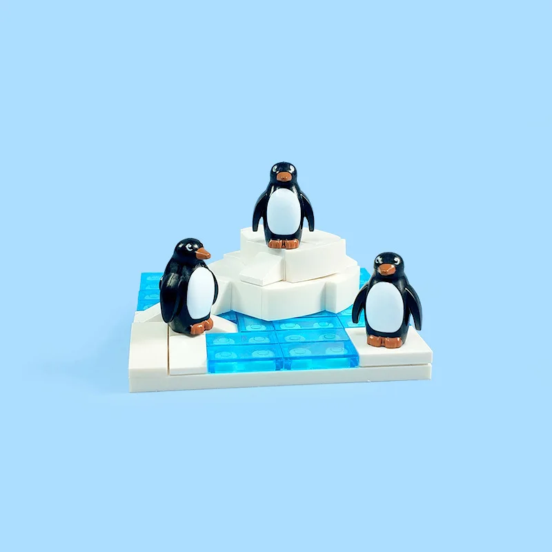 MOC Antarktischer Eis- und Schneepark-Set, Island-Thema, Baustein-Set mit Pinguin-Tierfiguren, Montage-Spielzeug als Weihnachtsgeschenk