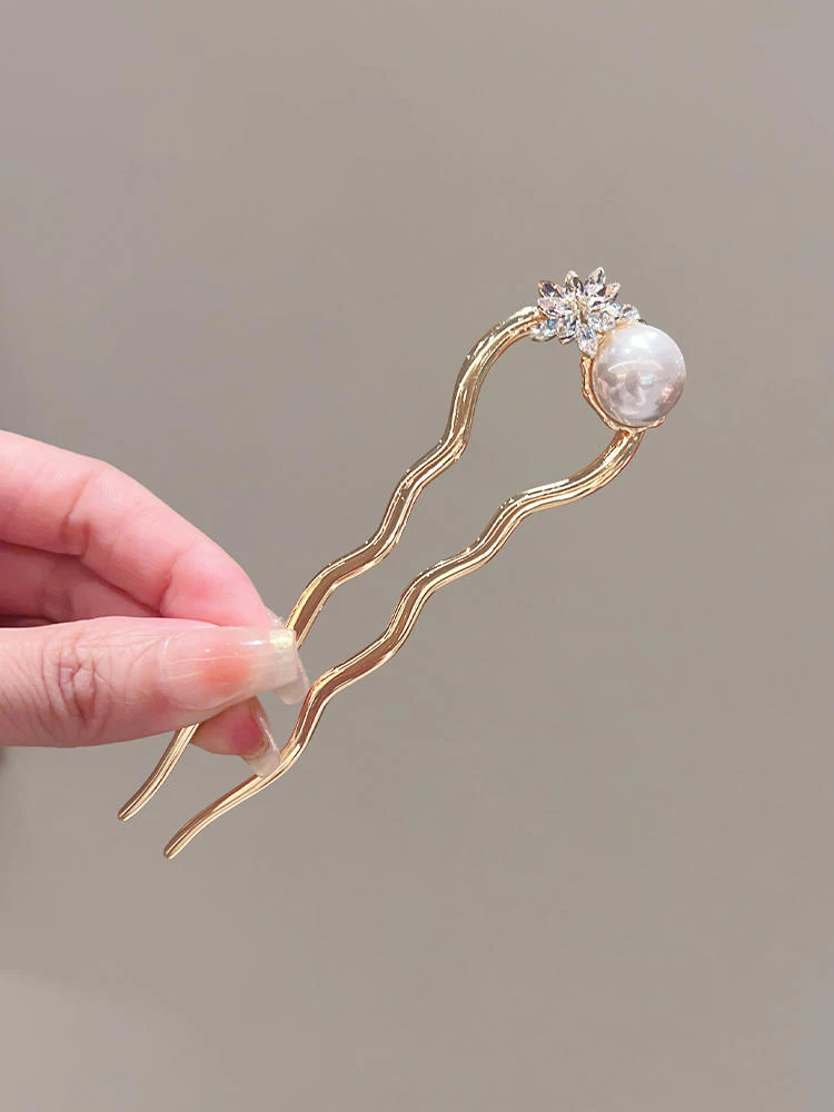 

Pearl Flower Hairpin U-shaped Hairpin Women's Ancient Hair Sticks Insert Comb Head Decoration Hairwear Accessories Jewelry Gift