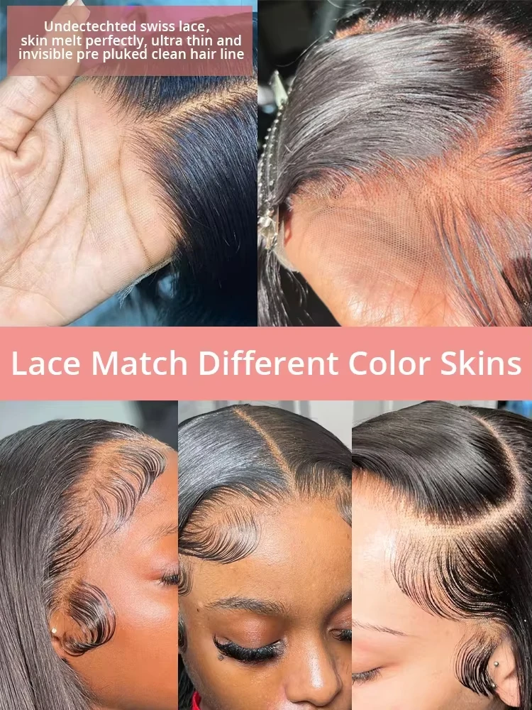 250 Density Bone Straight Hd Lace Frontal Wig 13x6 Human Hair Wigs 40 Inch 13x4 Transparent Lace  Brazilian Remy Hair For Women image 4