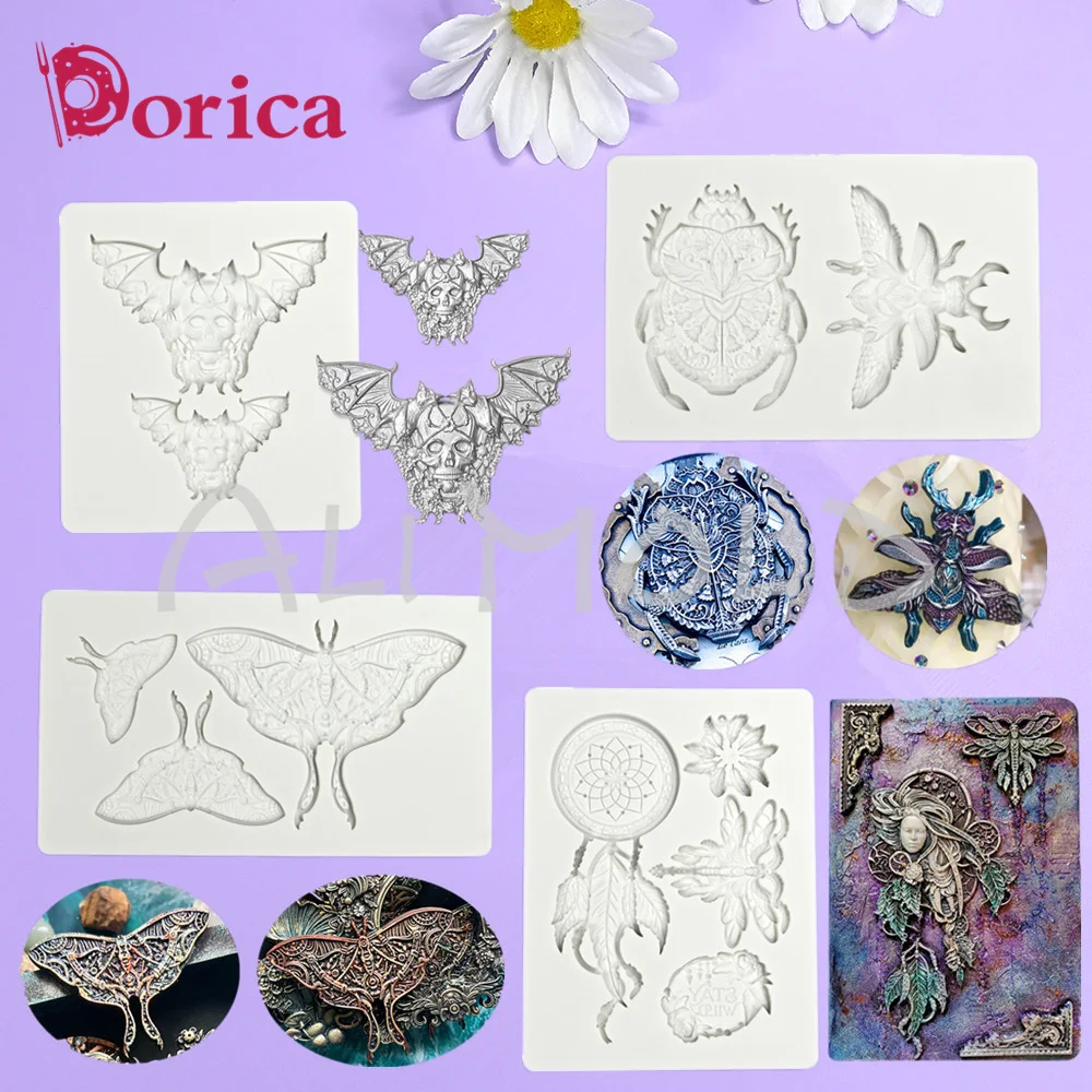 Nietoperz/pająk/motyl/wiatr gong wytłoczona silikonowe formy kremówka foremka na ciasto czekoladowe DIY glina żywiczna Making narzędzia do dekoracji domu
