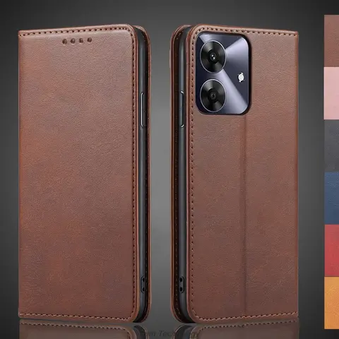 Magnetiskt läderfodral för OPPO Realme Note 60 / Realme Note60 hölster flipfodral plånbok telefonväskor fodral skal 10 best sales k60-fodral - №4