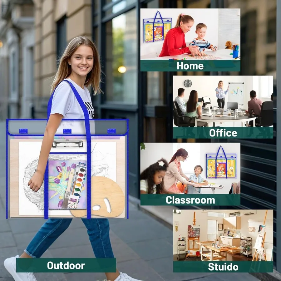 30 x 24 Inch Art Portfolio Case for Artists and Students: Waterproof Storage Bag with Interior Pocket and Reinforced Handle Ide