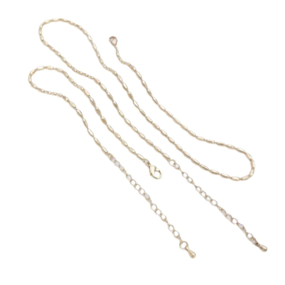 14K الذهب اللون الأرز عقد من اللؤلؤ الترقوة سلسلة سلسلة عنق حبة سلسلة سوار DIY اليدوية دلاية مجوهرات