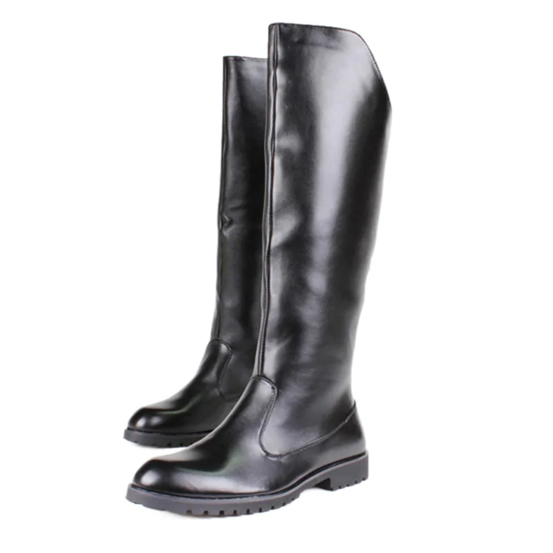 Plus Size 38-46 Top Quality Back Zip Soft Leather Long Boots Fall Winter 2026 Men's Warm Knee High Knight Riding Boots Outside