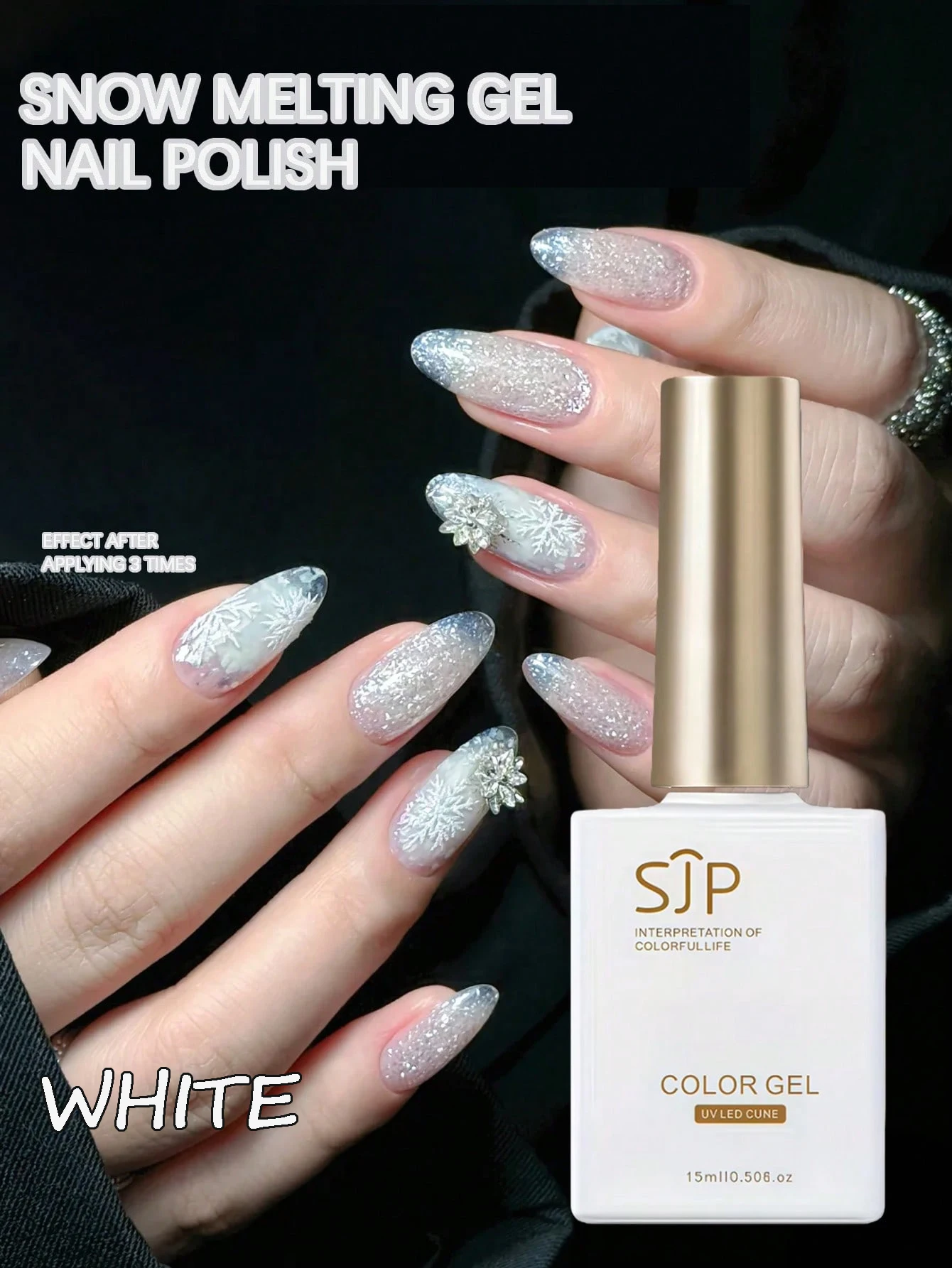 15 ml weißes Opalpulver Glitzer Schneeflocke Nagellack Gel UV Nail Art Gel DIY Nail Art Charm