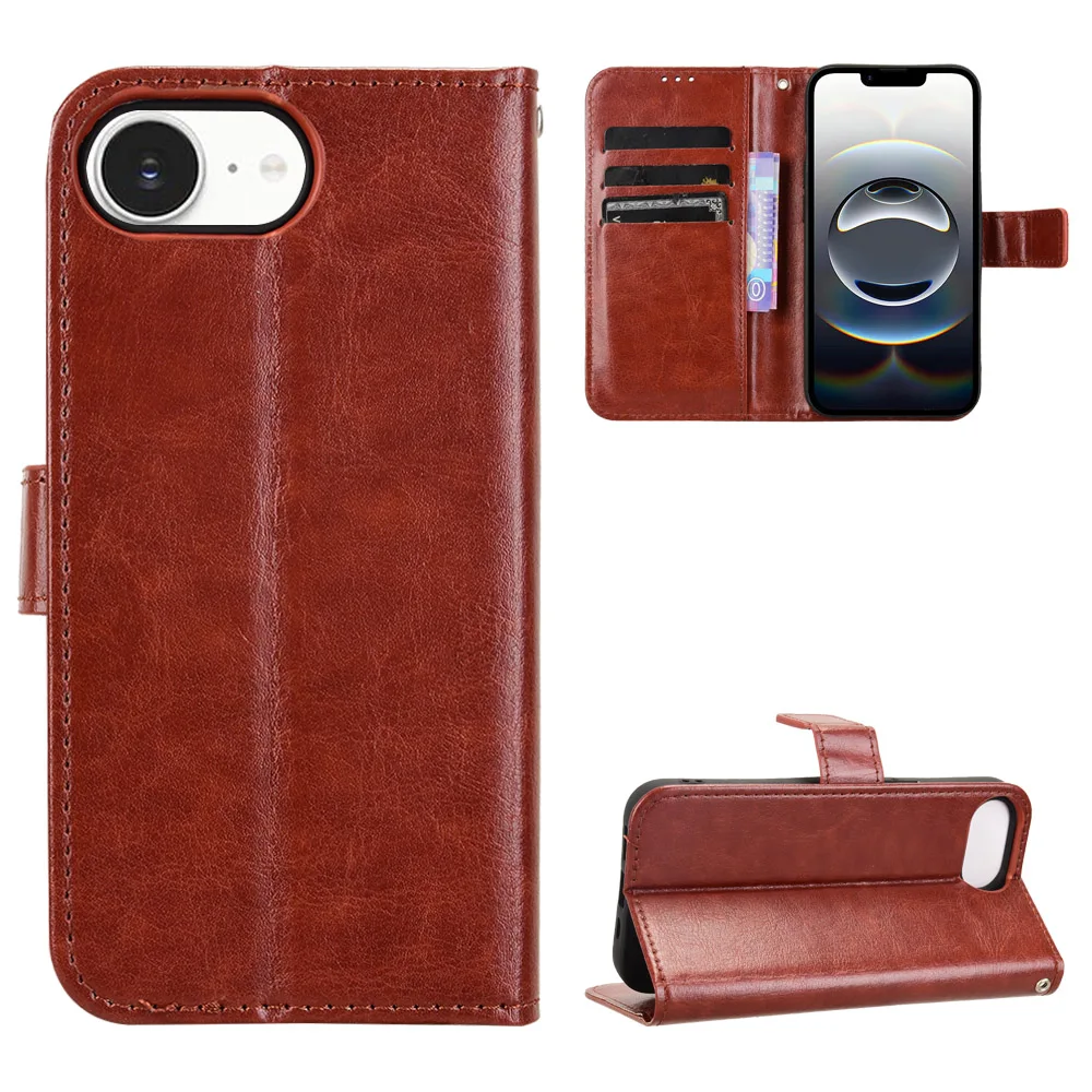 

Leather Wallet Phone Case For iPhone 17E，16E Card Slot Cover Shockproof Wallet Case