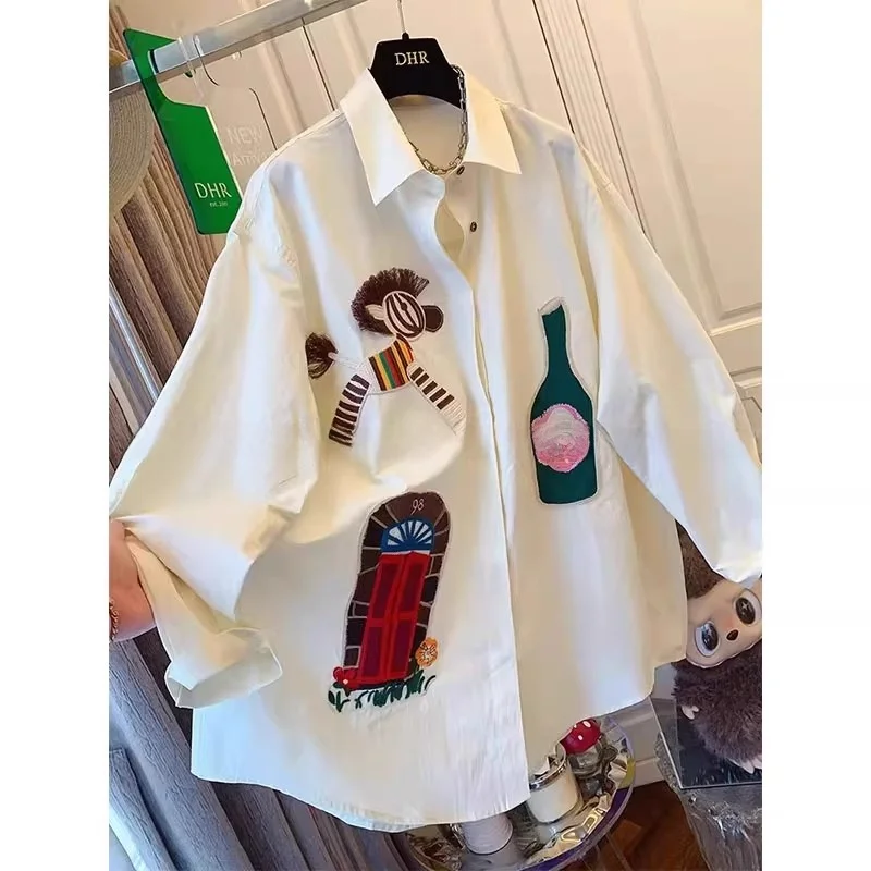 

Свободный крой Long Sve с вышивкой irt для мужчин и женщин, осень-зима, большие размеры 300 Pou, удобный дышащий повседневный irt