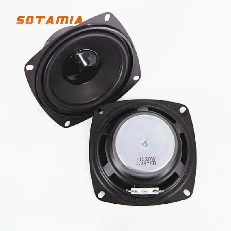 

SOTAMIA 2Pcs 4 Inch Full Range Multimedia Speaker 4 Ohm 20W External Magnetic Household Medium and Low Frequency Bookshelf Box