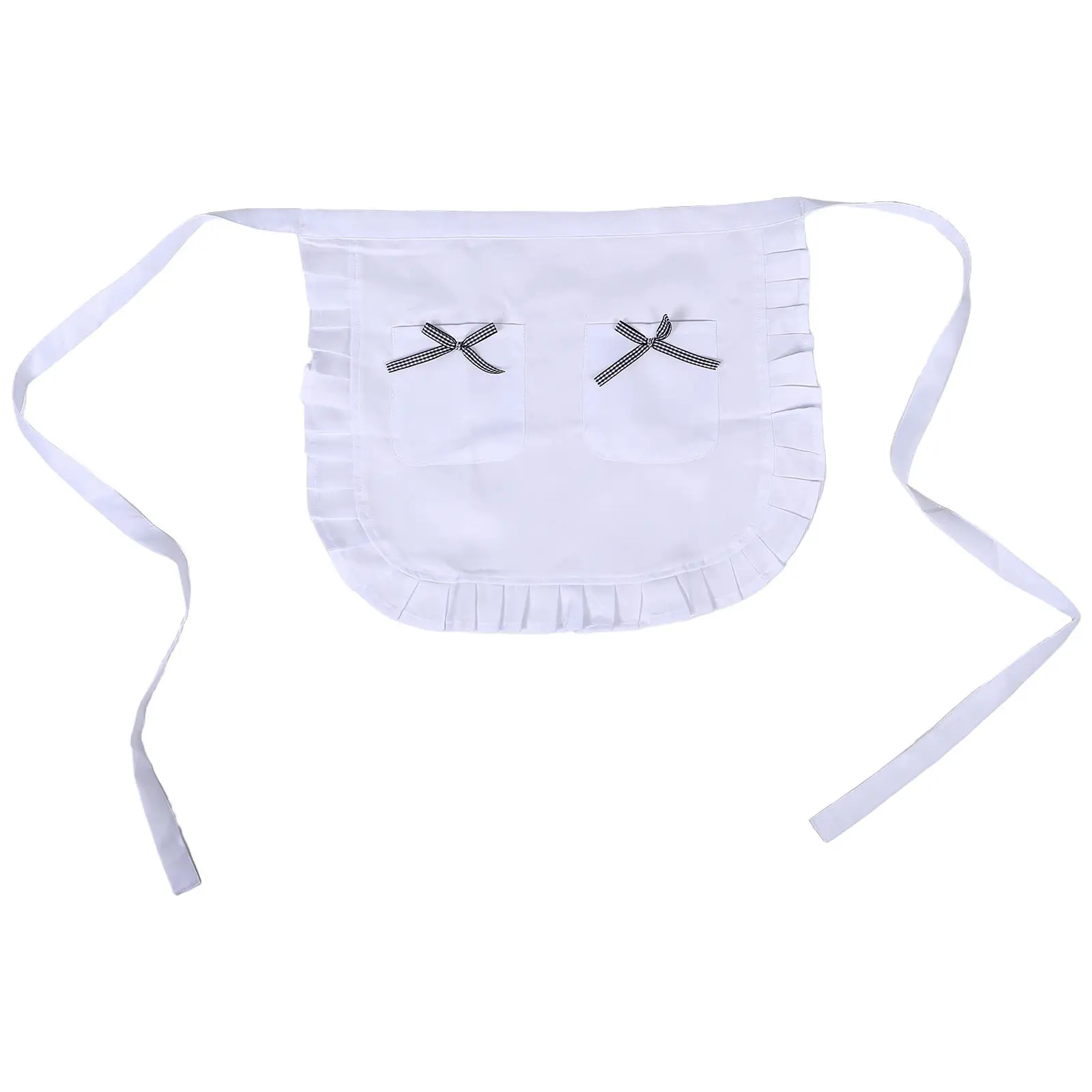 Ruffled Short Waist Apron for Women – Adjustable Tie Kitchen Cooking Baking Grill Serving Apron for Home Cafe Restaurant