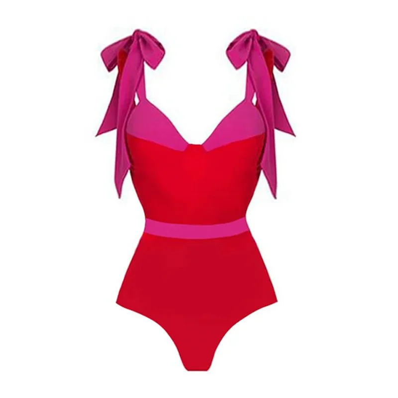 ZAFUAZ 2024 Sexy Tie-spalla Color Block costume intero costumi da bagno gonna donna bikini di lusso Set costume da bagno Beach costume da bagno