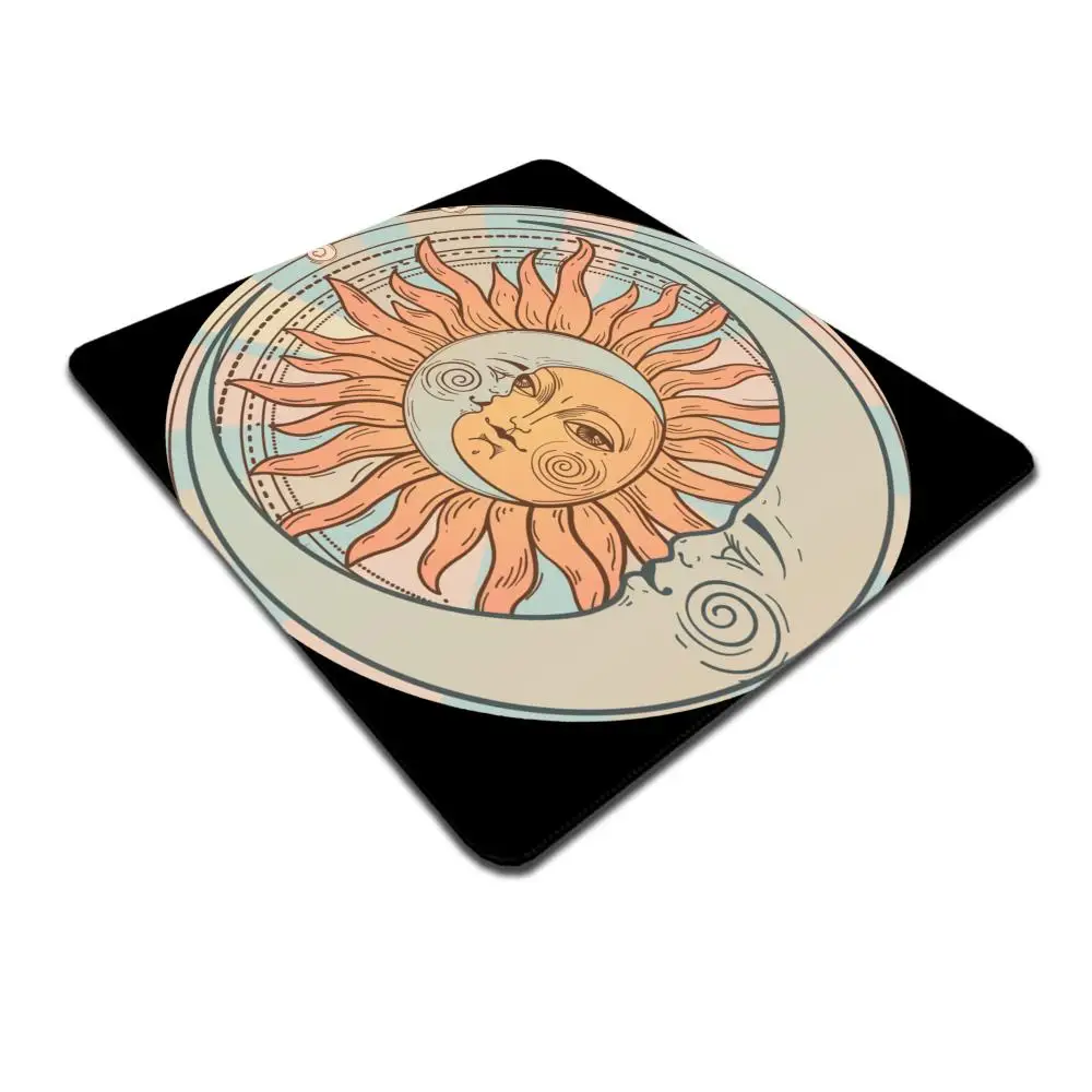 HYBXAXC Boho Sun Tarot Print Small Mouse Pad, Non-Slip Desk Mat, Durable Base for Office & Gaming