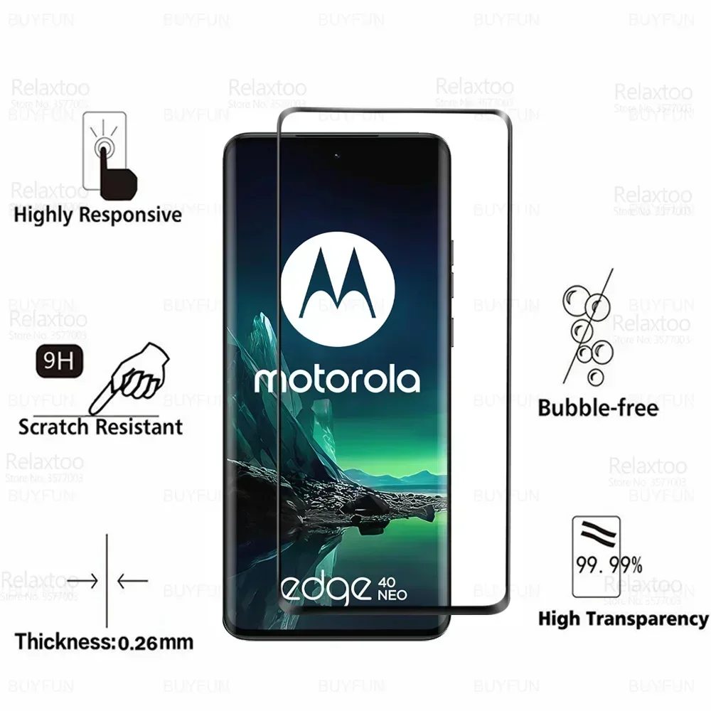 9D Curved Screen Protector Tempered Glass For Motorola Edge 40 Neo 40Neo Moto Rola Edge40Neo Edge40 Neo 5G 2Pcs Protective Films