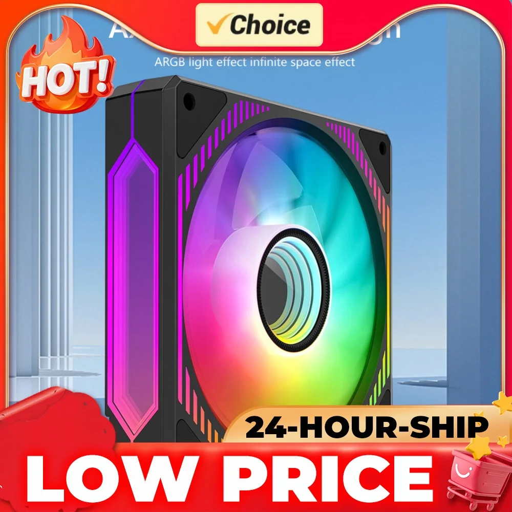 120mm PC Fan Auto Speed Regulation Luminous PC Case Fans Smart Temperature Control FDB Hydraulic Bearing Computer Accessories