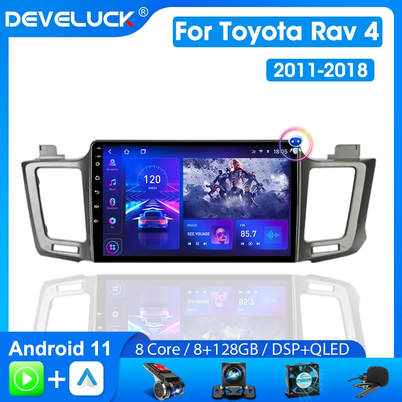 Develuck 2 Din Android 11 Car Radio for Toyota RAV4 RAV 4 2012 - 2018 Multimidia Video Player GPS Carplay Stereo DVD Head Unit