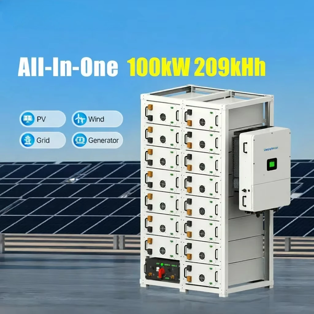 Custom 200-500KWH 208.99kWh 125kVA High Voltage LiFePO4 ESS Rack All in One C & I Energy Storage on Grid off Grid