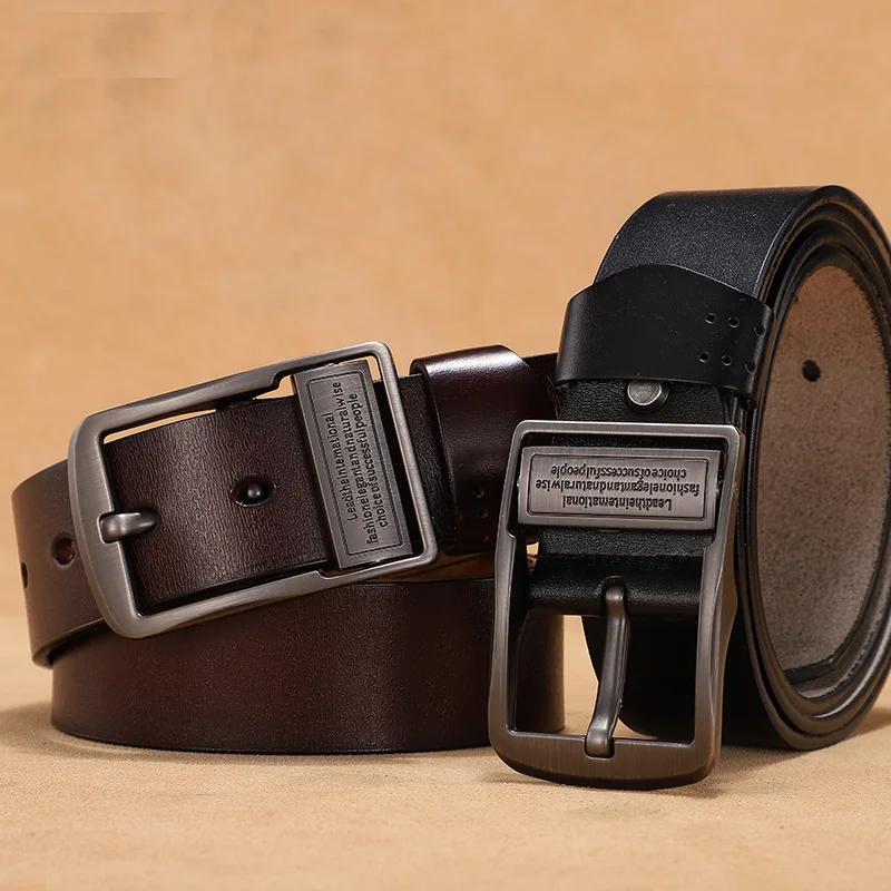 130 140 150 160 170cm Genuine Leather Belt Men Vintage Alloy Pin Buckle Large Size Male Belts Luxury Brand Design Waist Belt Men