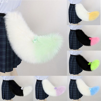 60cm Plush Animal Tail Wolf Fox Cat Tail with Adjustable Belt Cosplay Accessories Role Play Party Props Furry Fluffy Dog Tail