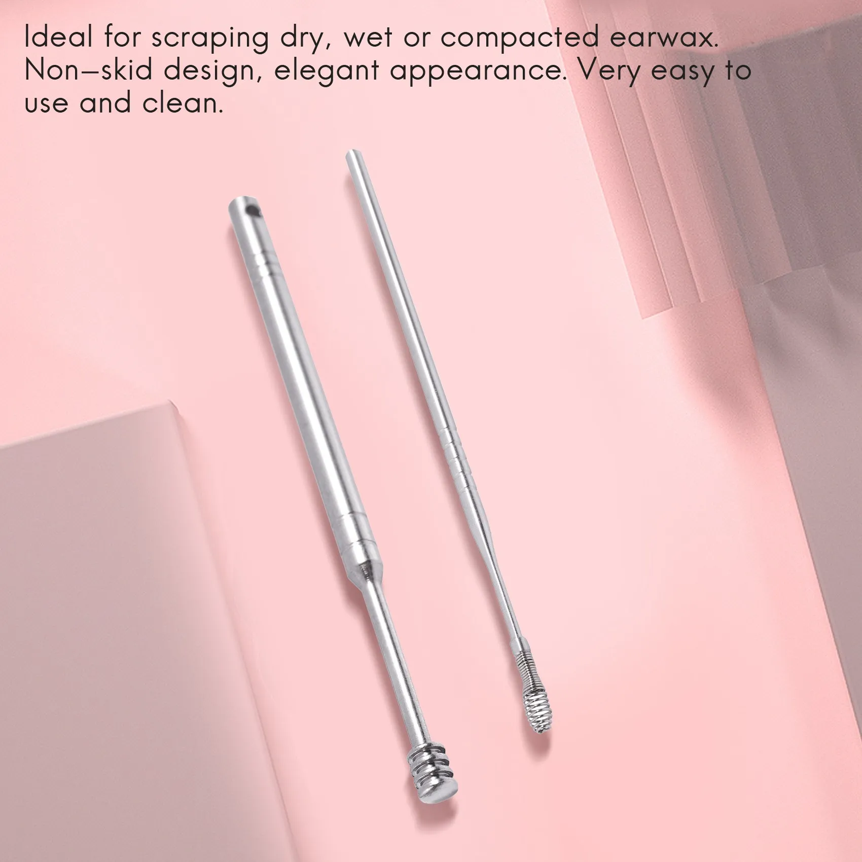 AT13 5 Pcs/Set Unisex Stainless Steel Spiral Ear Pick Spoon Ear Wax Removal Cleaner Ear Care Beauty Tools Multifunction Portable