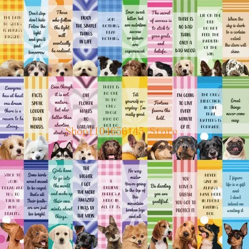 5ASD 30 FEUILLES / Set Dog English Inspirational Book Marker Page Marker Creative Paper Bookmarks Reading Supplies