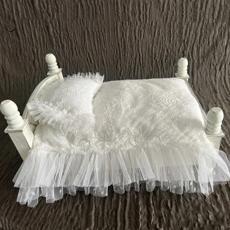 Newborn Lace Photography Mat with Posing Pillow Baby Mini Mattress for Photo Shooting Infant Photo Props